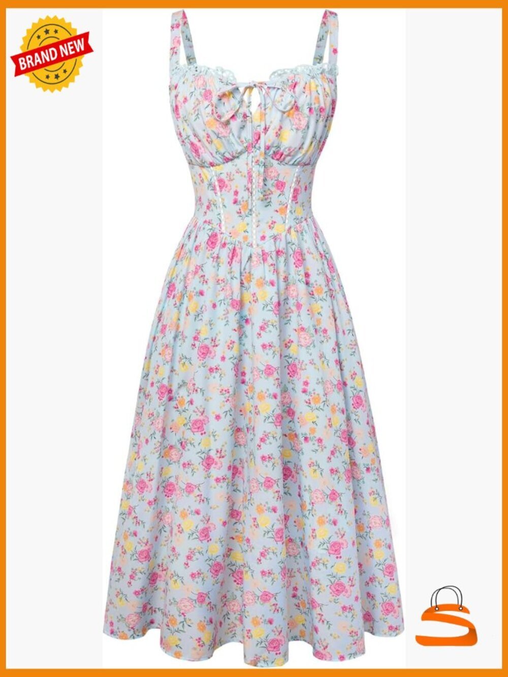 Floral Corset Dress with Pockets, Milkmaid Sundress